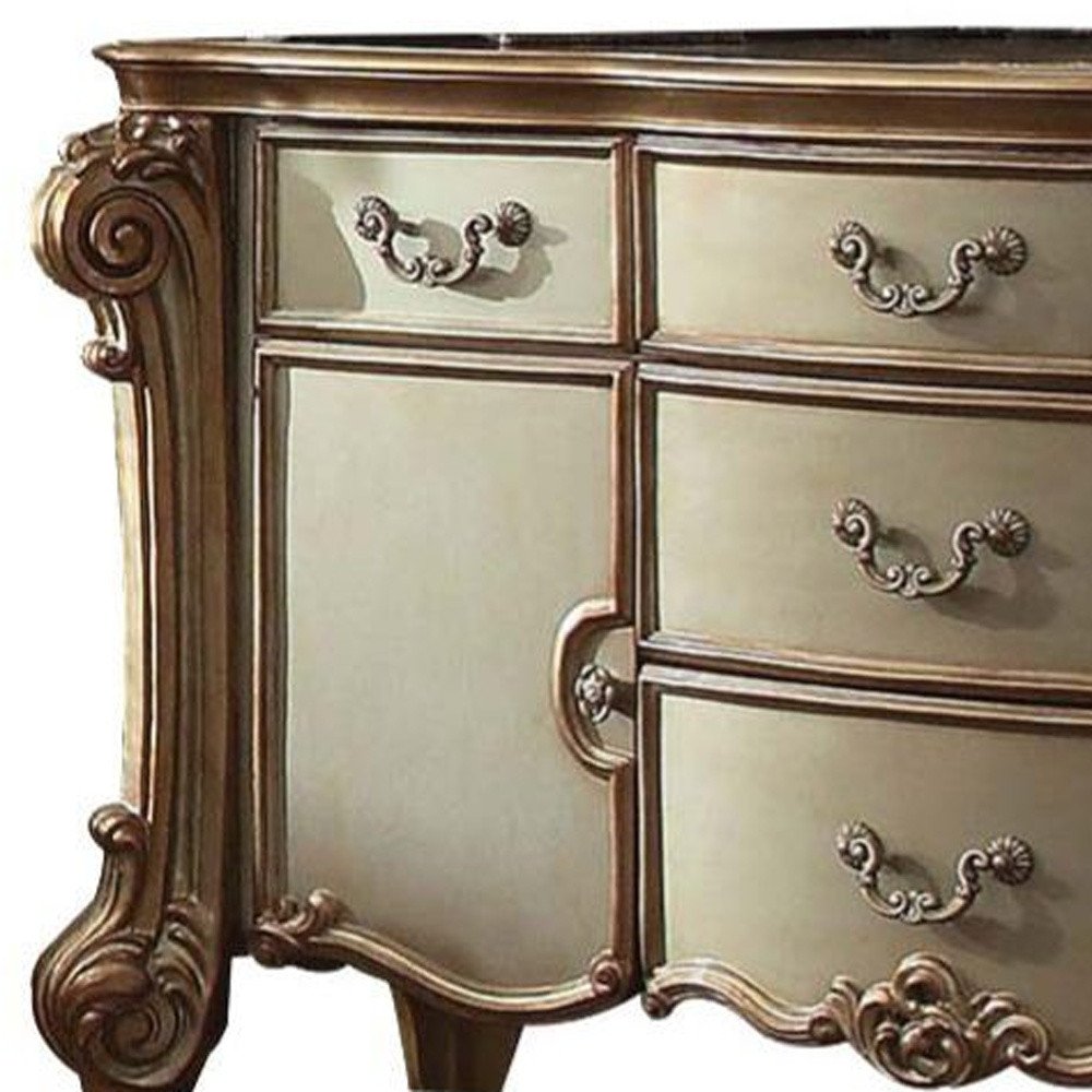 38" Bone Wood Two Door Five Drawer Combo Dresser