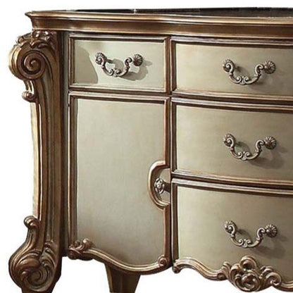 38" Bone Wood Two Door Five Drawer Combo Dresser