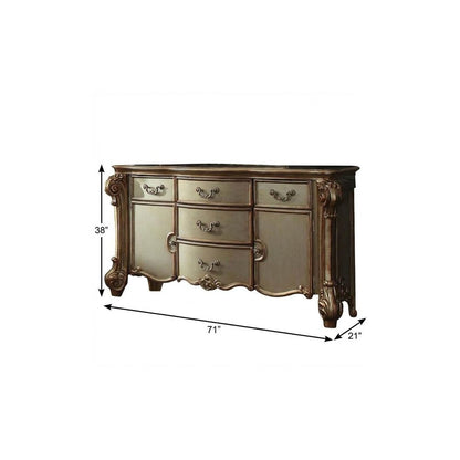 71" Gold Solid Wood Dresser