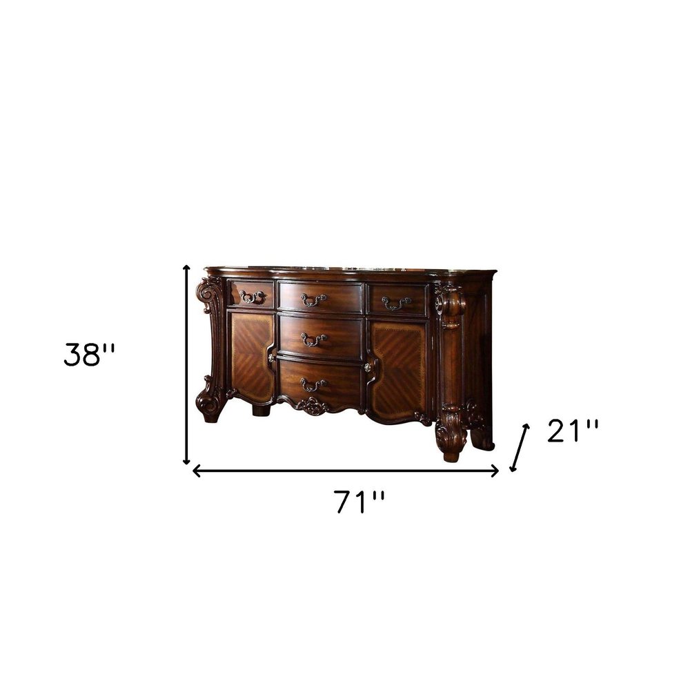 38" Bone Wood Two Door Five Drawer Combo Dresser