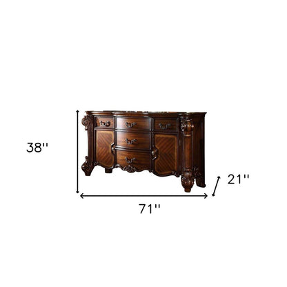38" Bone Wood Two Door Five Drawer Combo Dresser