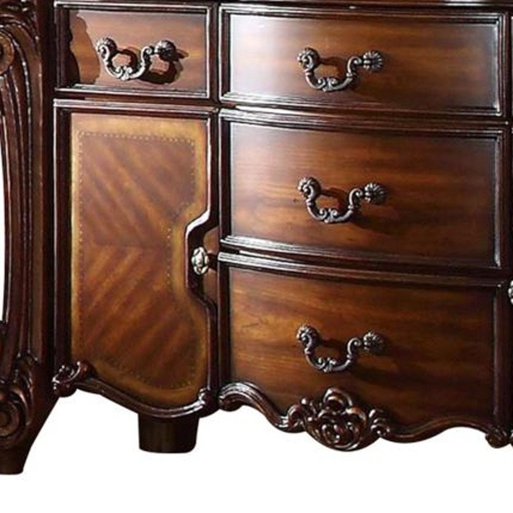 38" Bone Wood Two Door Five Drawer Combo Dresser
