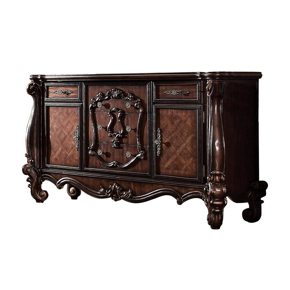 38" Bone Wood Two Door Five Drawer Combo Dresser