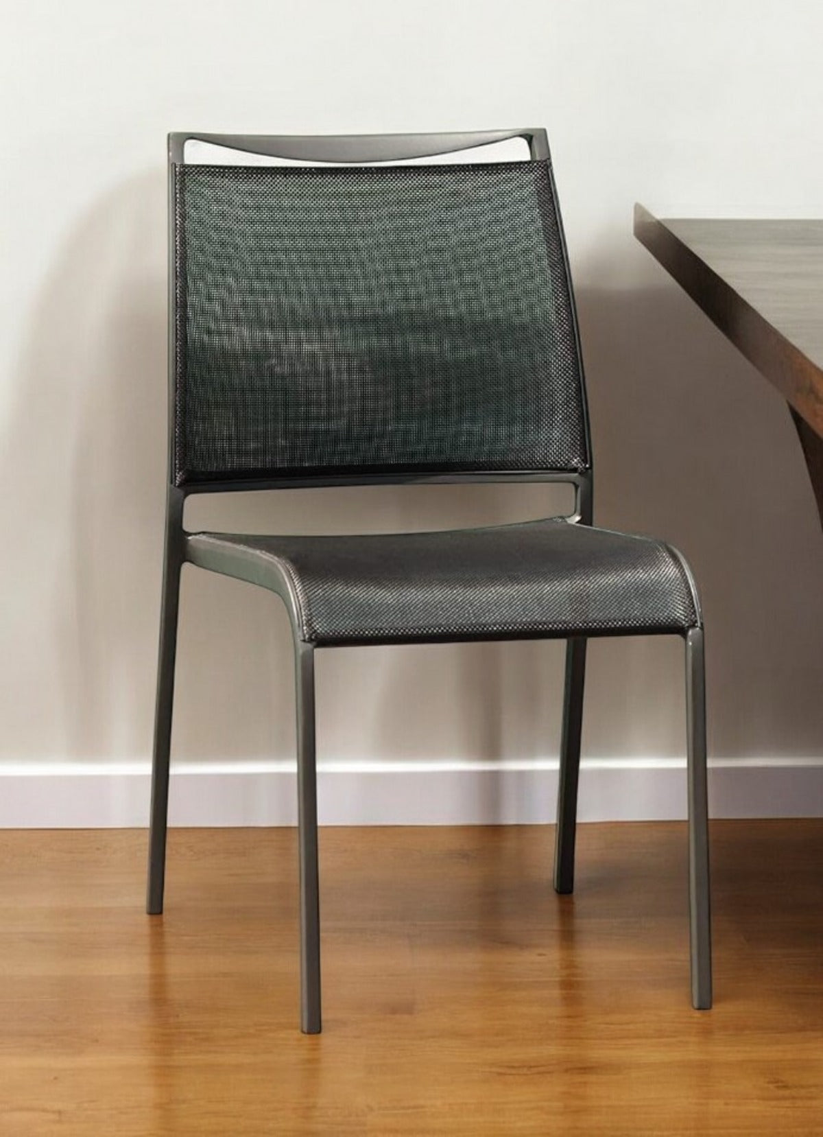 Set Of 2 Gray Stackable Aluminum Sling Armless Chairs