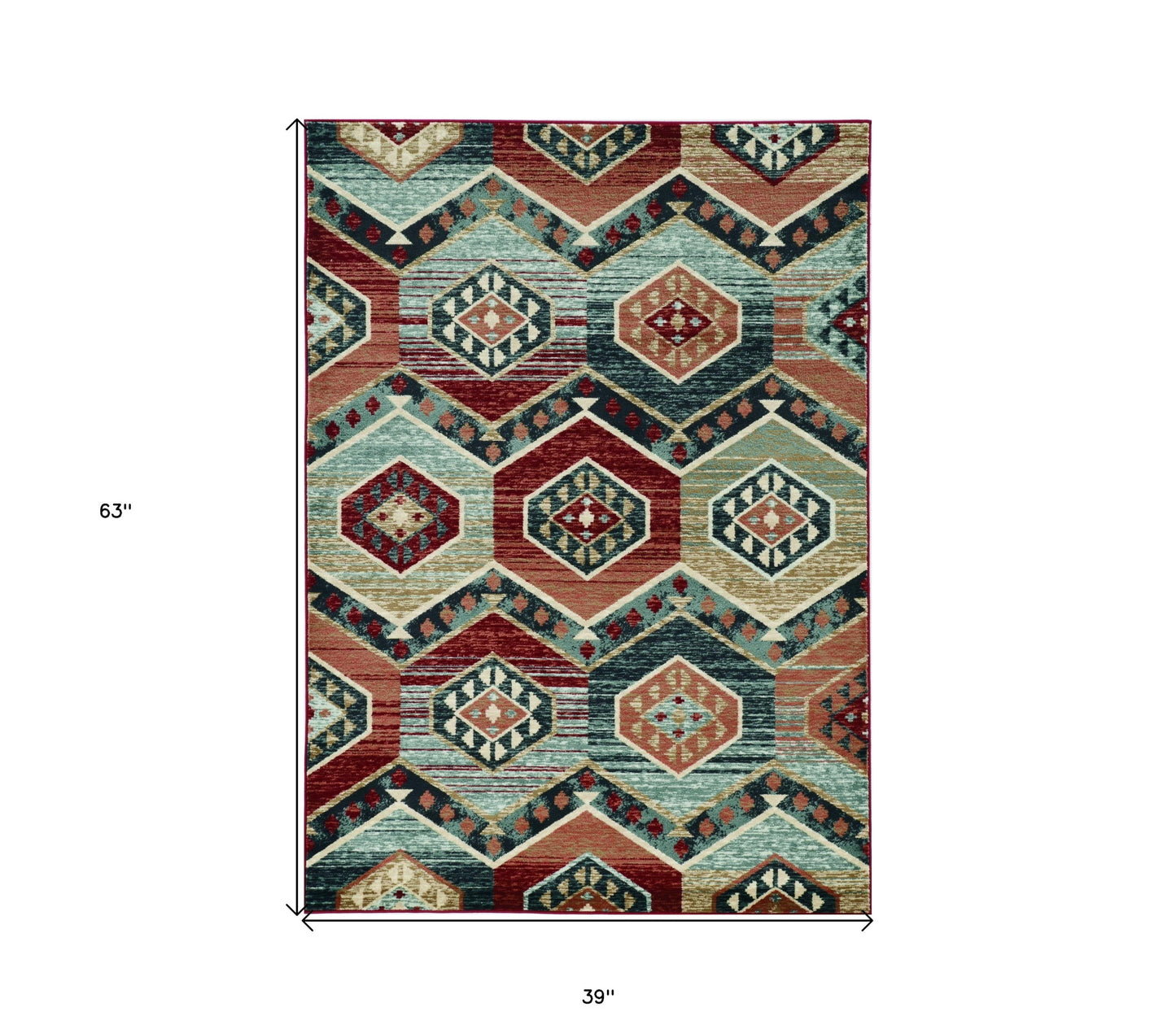 5' X 8' Red Aztec Diamond Area Rug