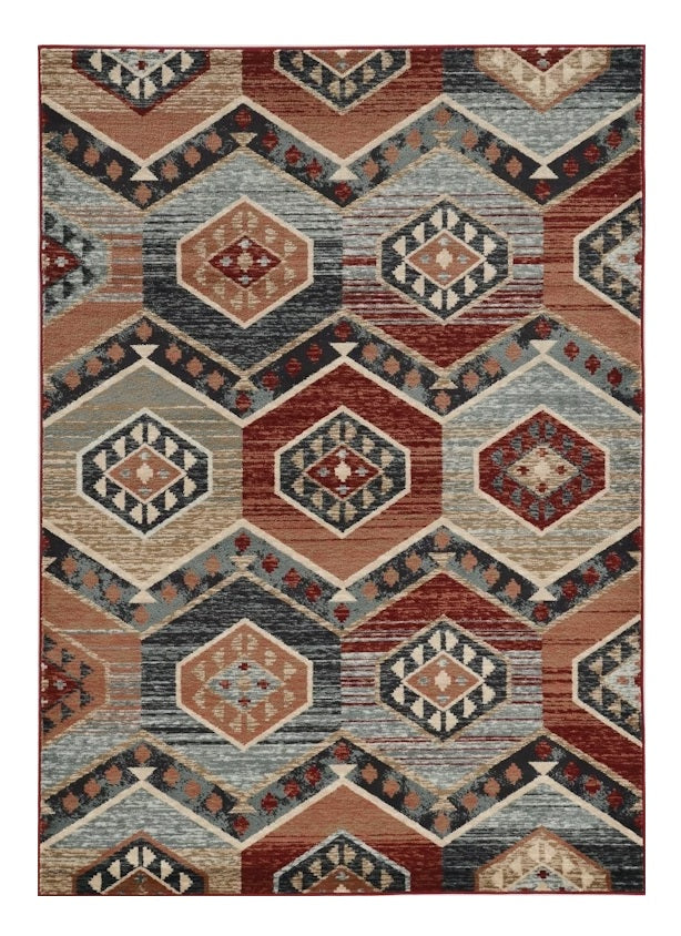 5' X 8' Red Aztec Diamond Area Rug