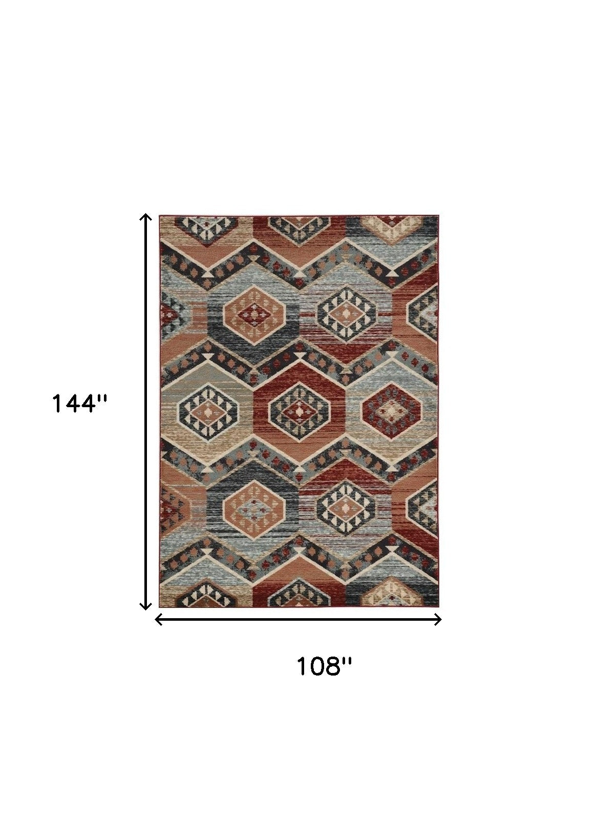 5' X 8' Red Aztec Diamond Area Rug