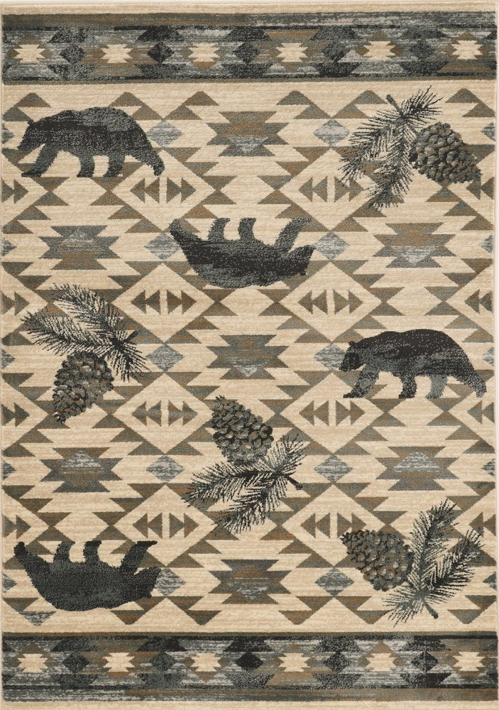 3' X 5' Ivory And Gray Woodland Lodge Area Rug
