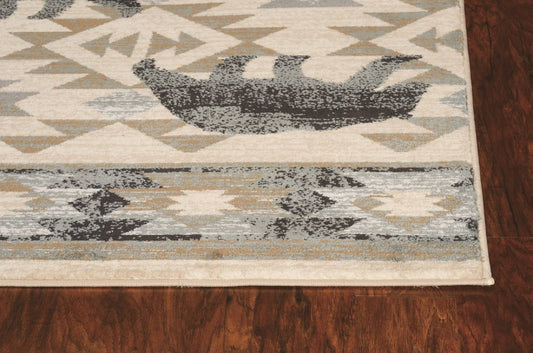 3' X 5' Ivory And Gray Woodland Lodge Area Rug