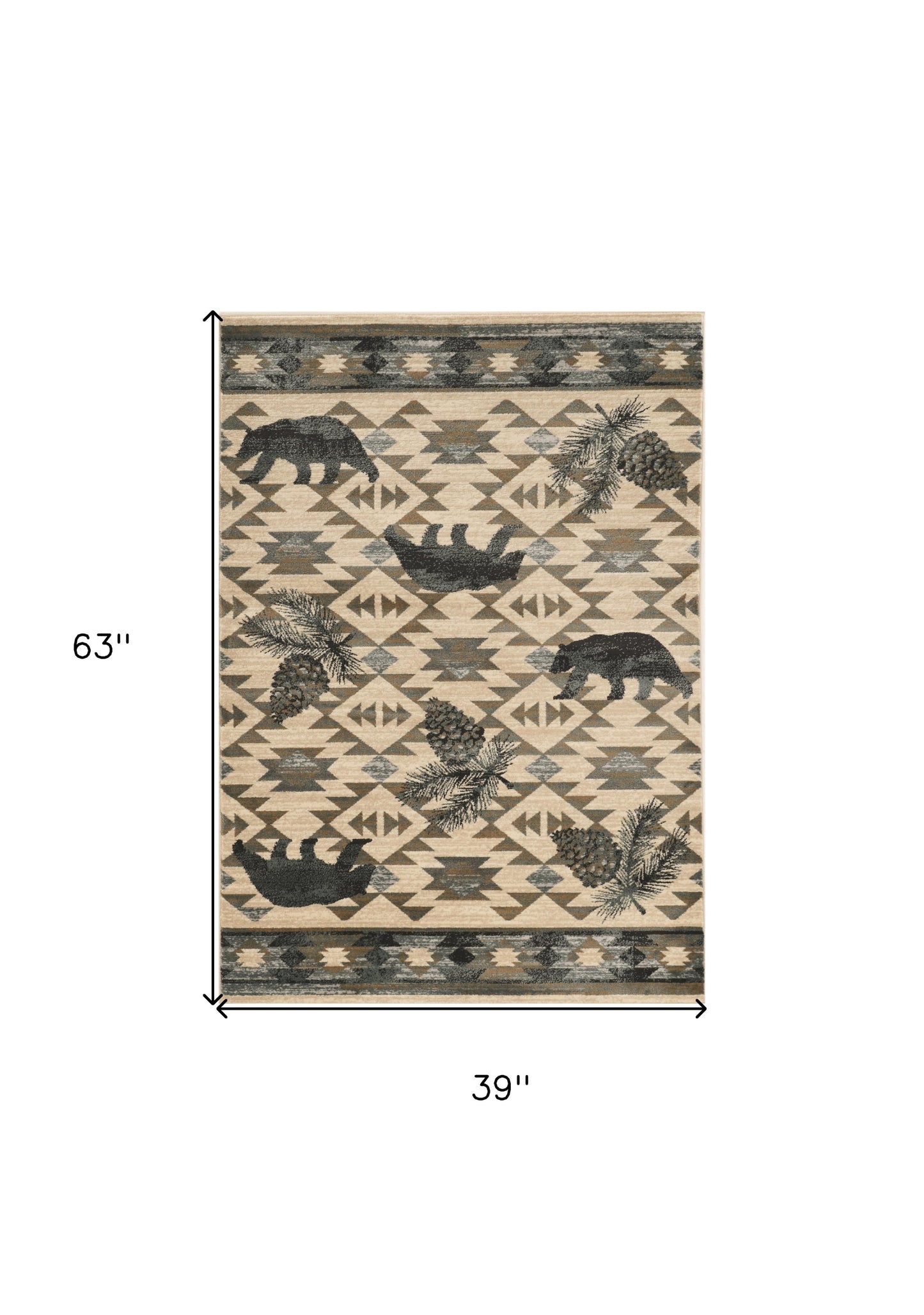 9'X12' Ivory Blue Machine Woven Geometric Lodge Indoor Area Rug