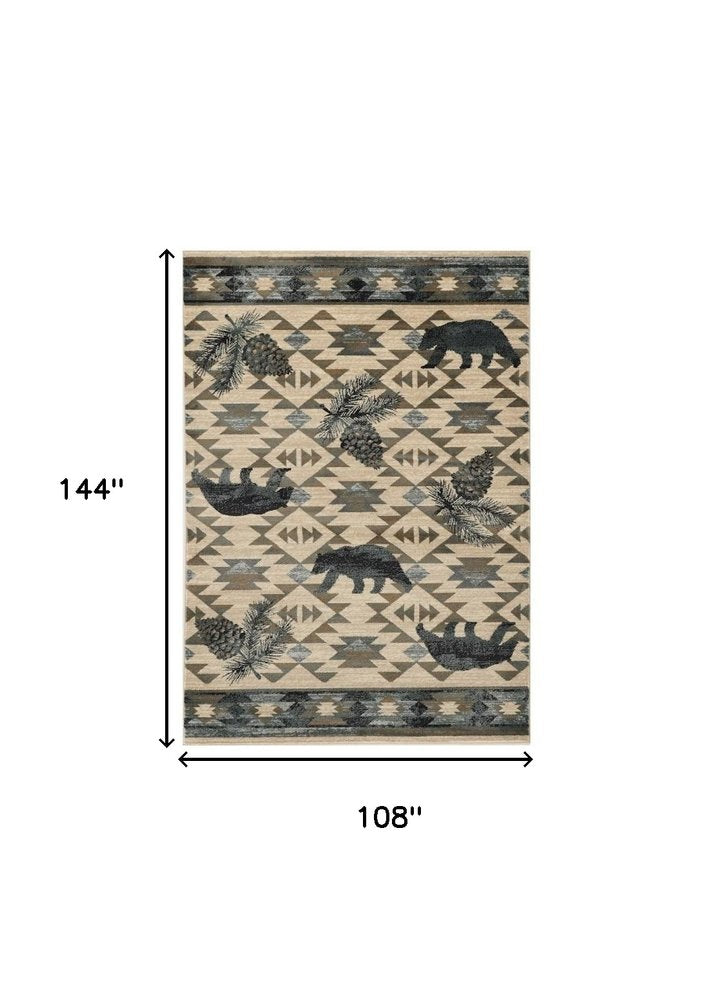 3' X 5' Ivory And Gray Woodland Lodge Area Rug