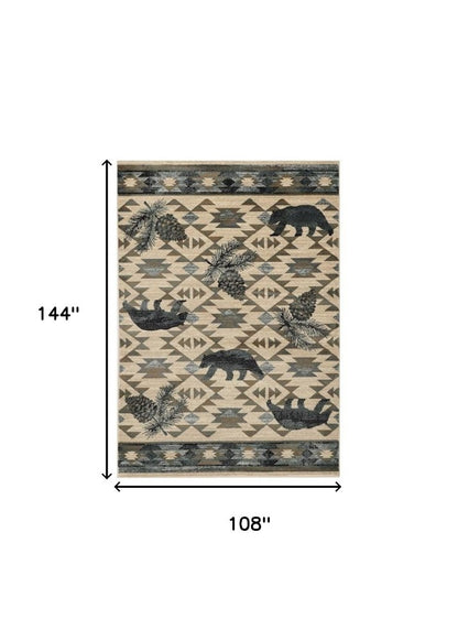 3' X 5' Ivory And Gray Woodland Lodge Area Rug