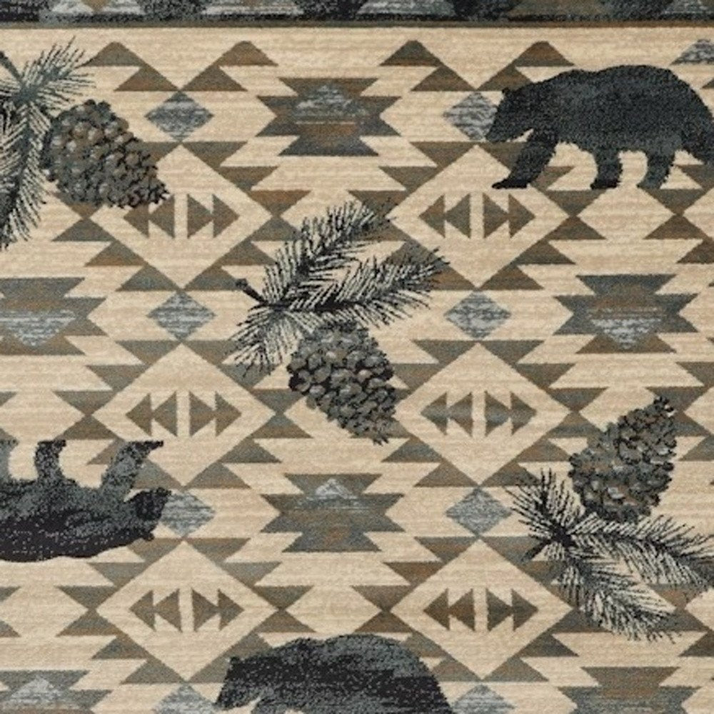 3' X 5' Ivory And Gray Woodland Lodge Area Rug