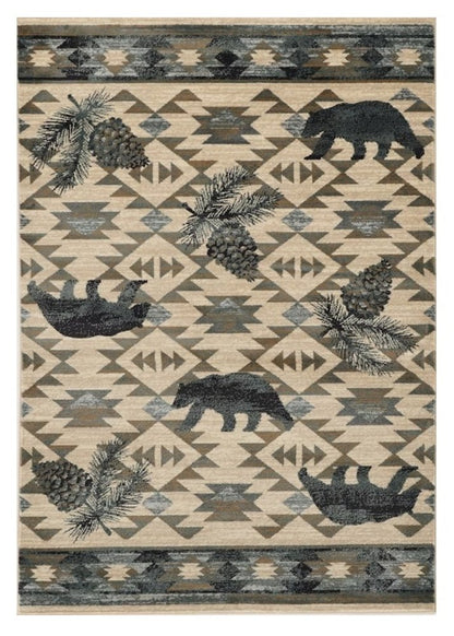 3' X 5' Ivory And Gray Woodland Lodge Area Rug