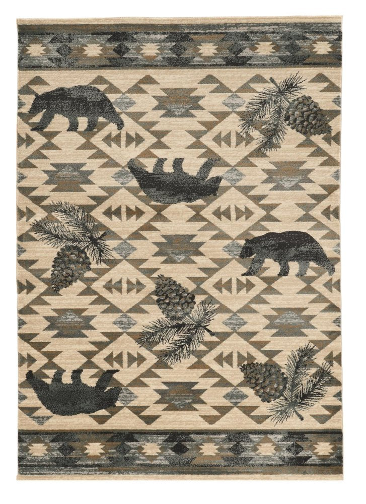 3' X 5' Ivory And Gray Woodland Lodge Area Rug