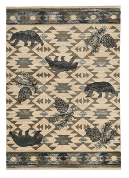 3' X 5' Ivory And Gray Woodland Lodge Area Rug