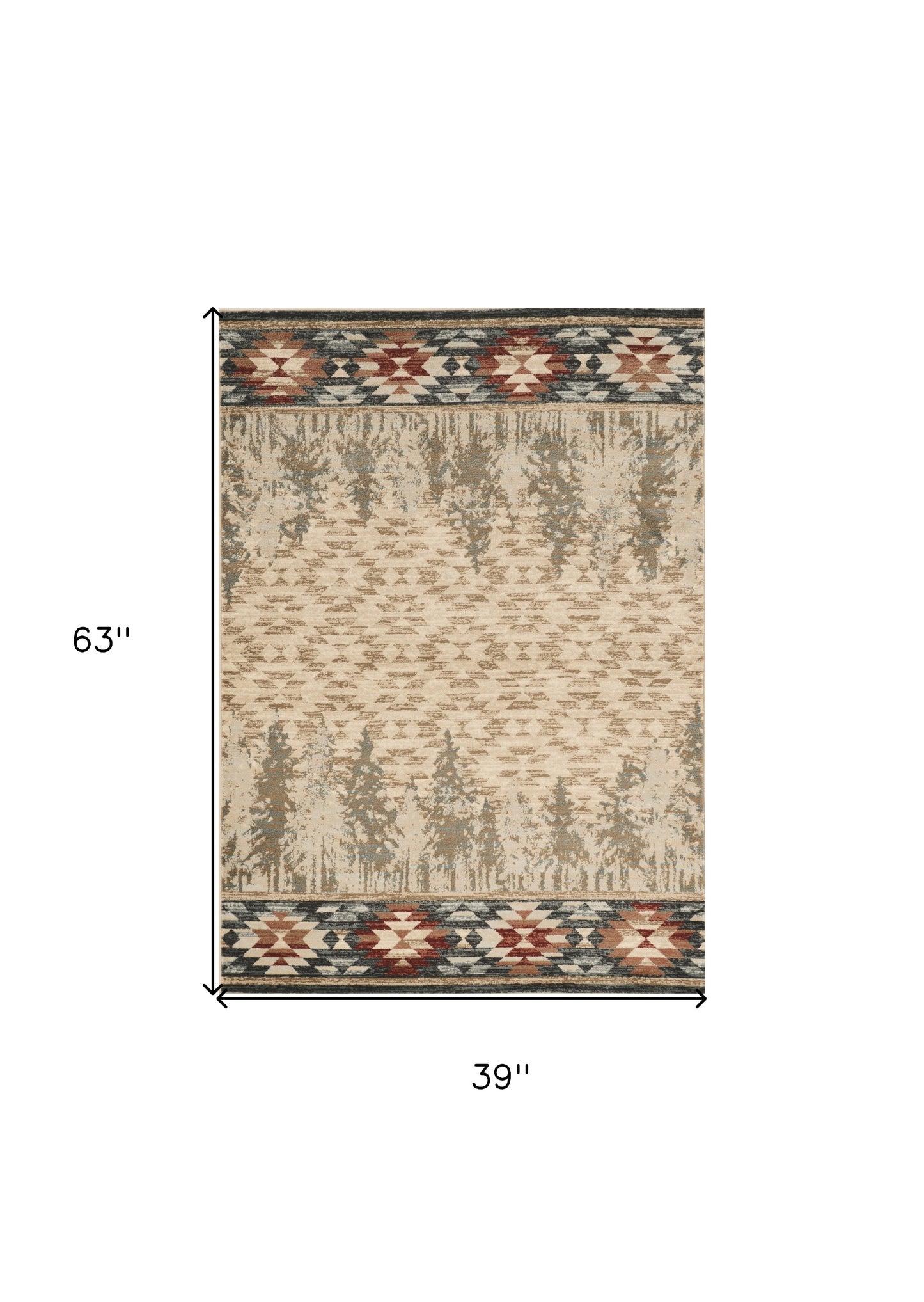 3' X 5' Ivory Southwestern Area Rug