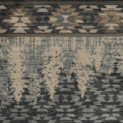 8' Slate Blue And Ivory Southwestern Round Rug