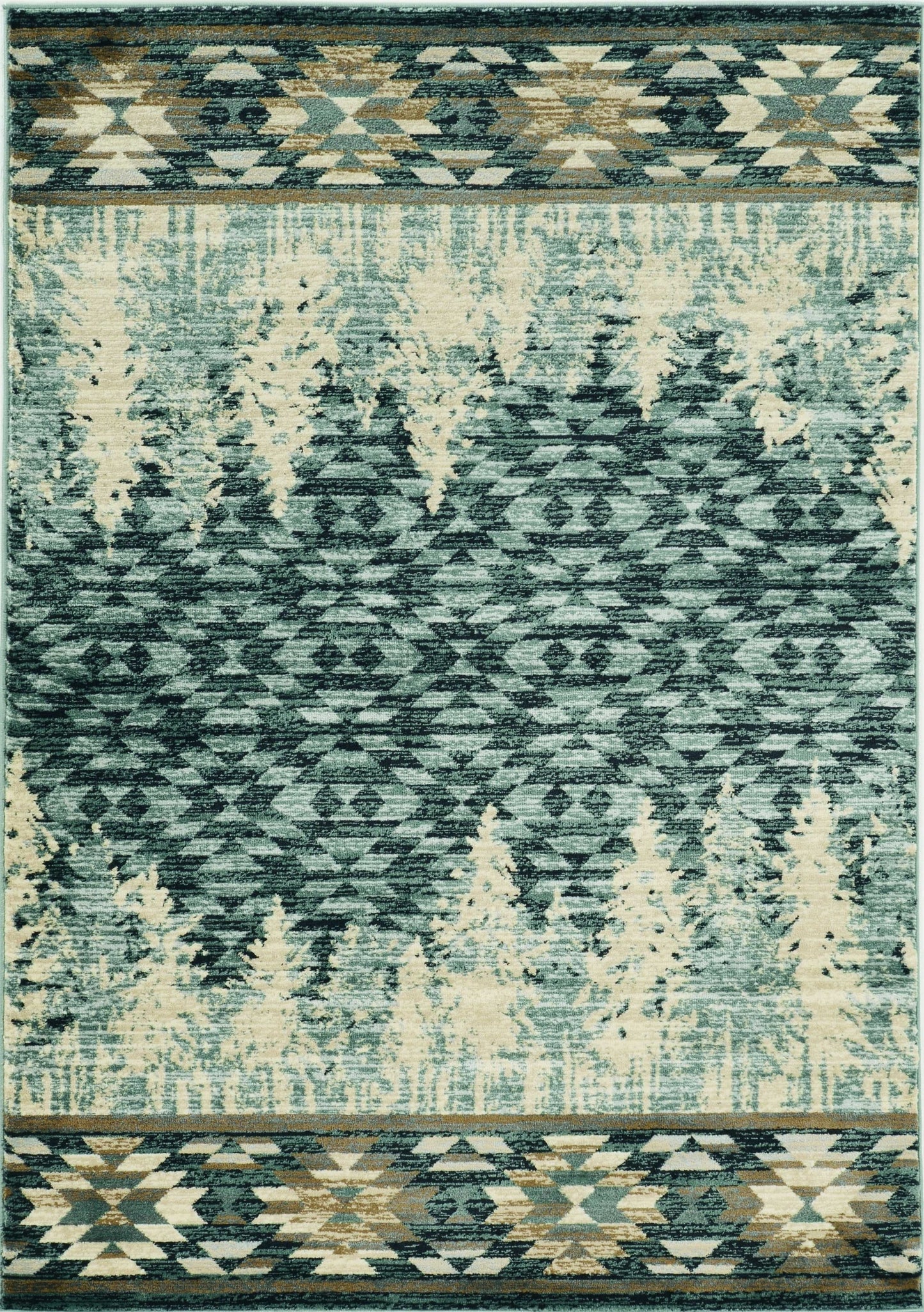 3' X 5' Slate Blue Southwestern Area Rug