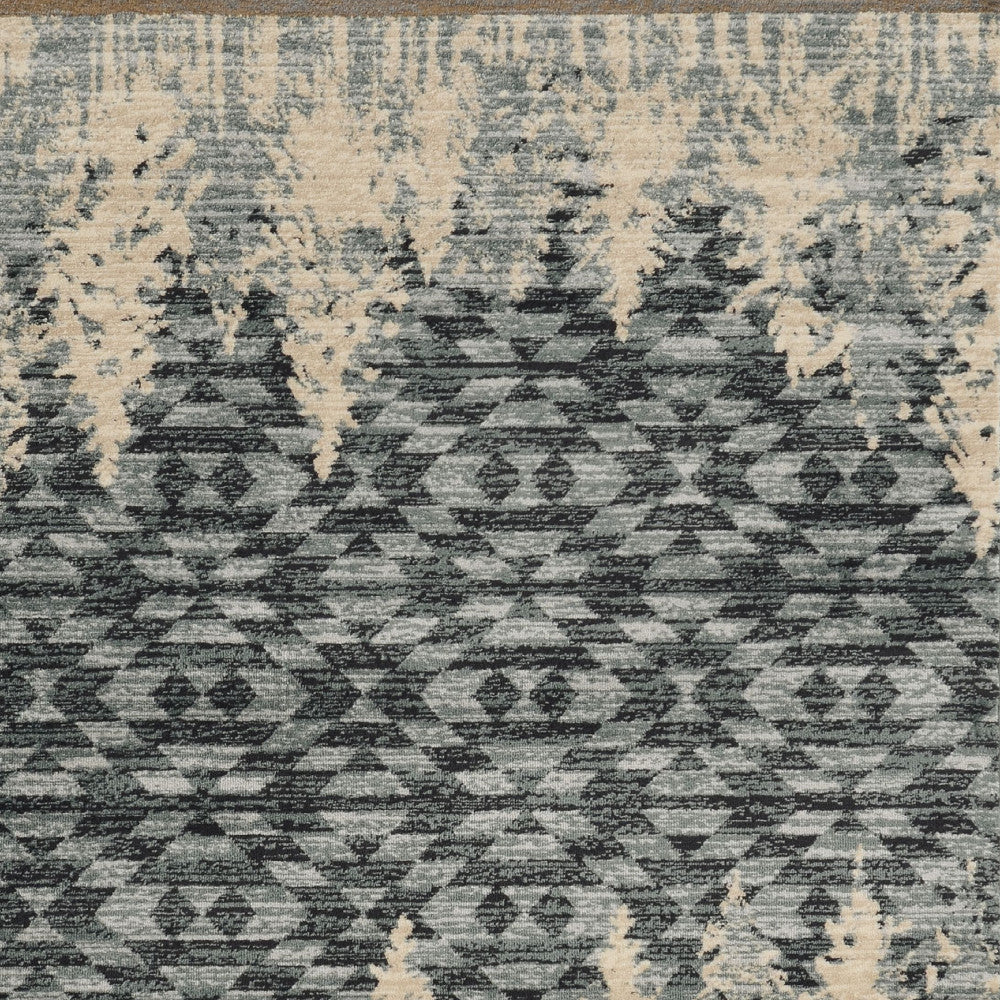 3' X 5' Slate Blue Southwestern Area Rug