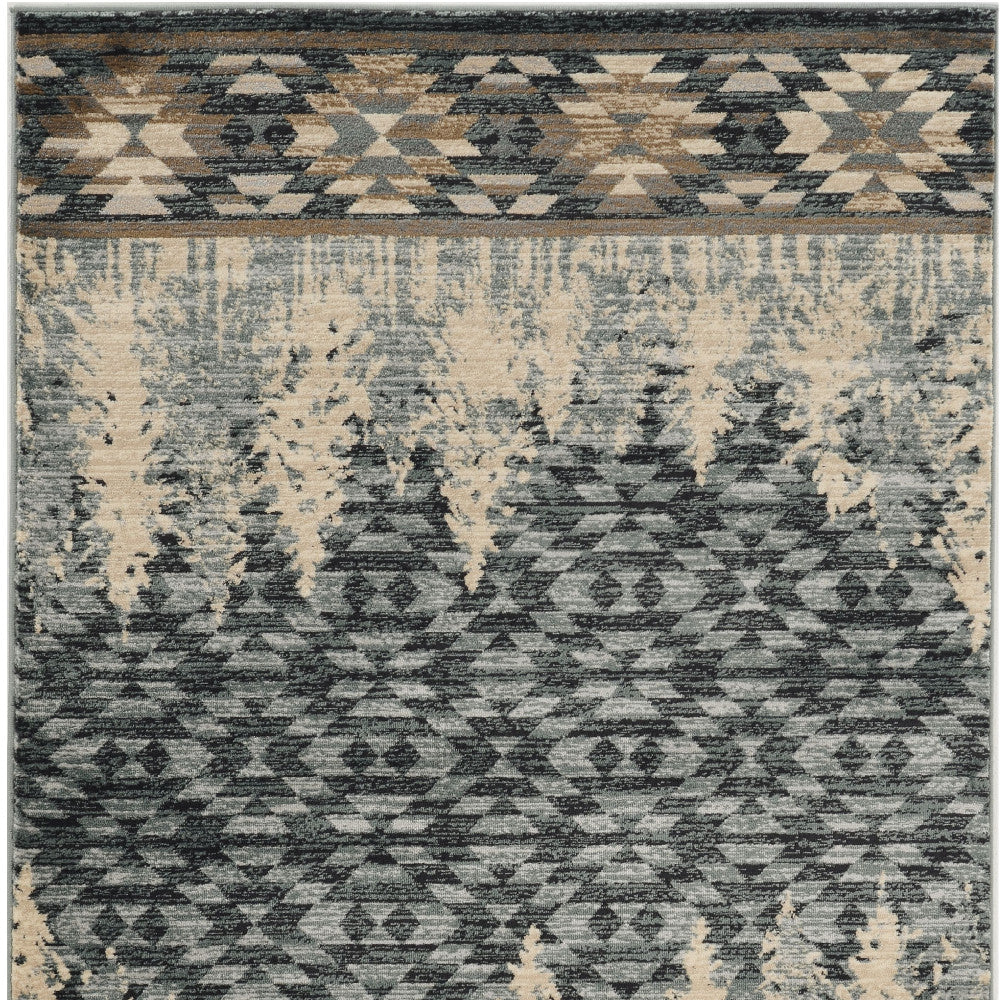 3' X 5' Slate Blue Southwestern Area Rug