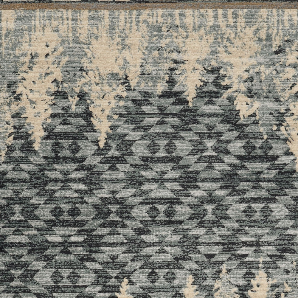 3' X 5' Slate Blue Southwestern Area Rug