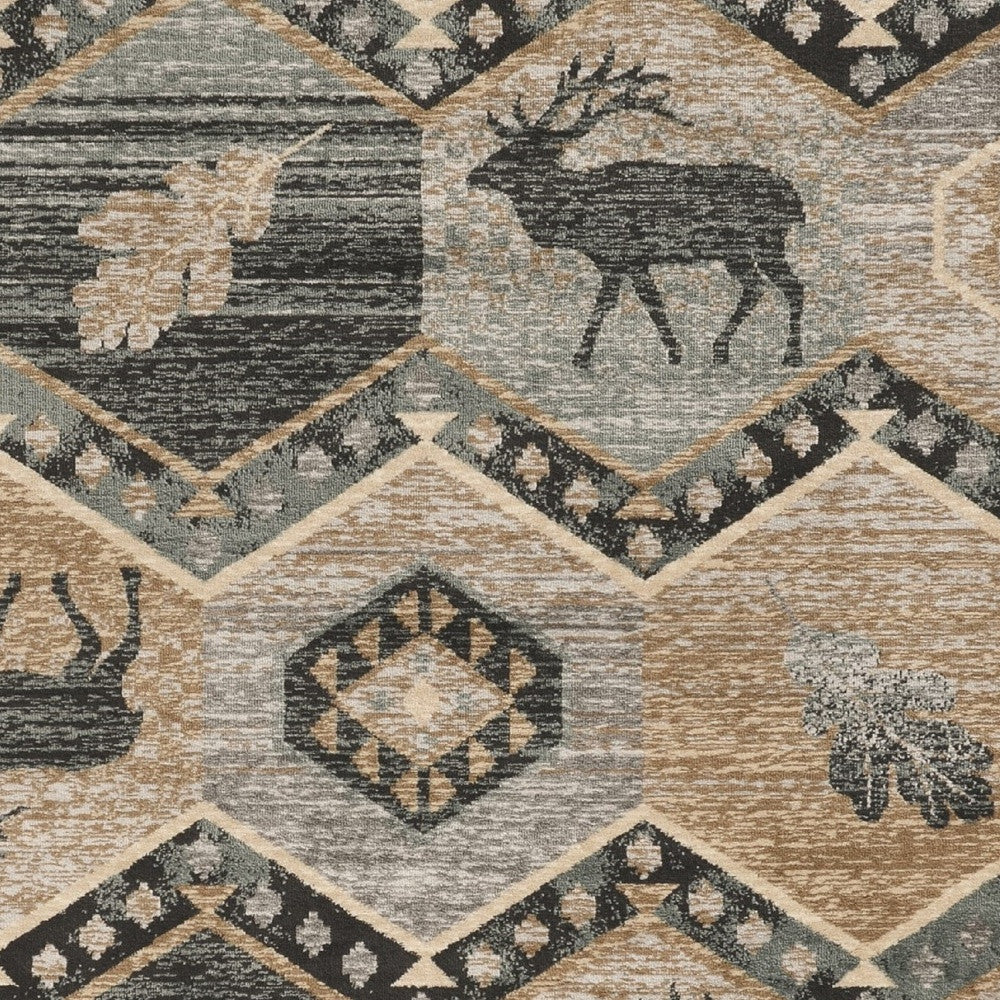 3' X 5' Beige and Ivory Woodland Lodge Area Rug