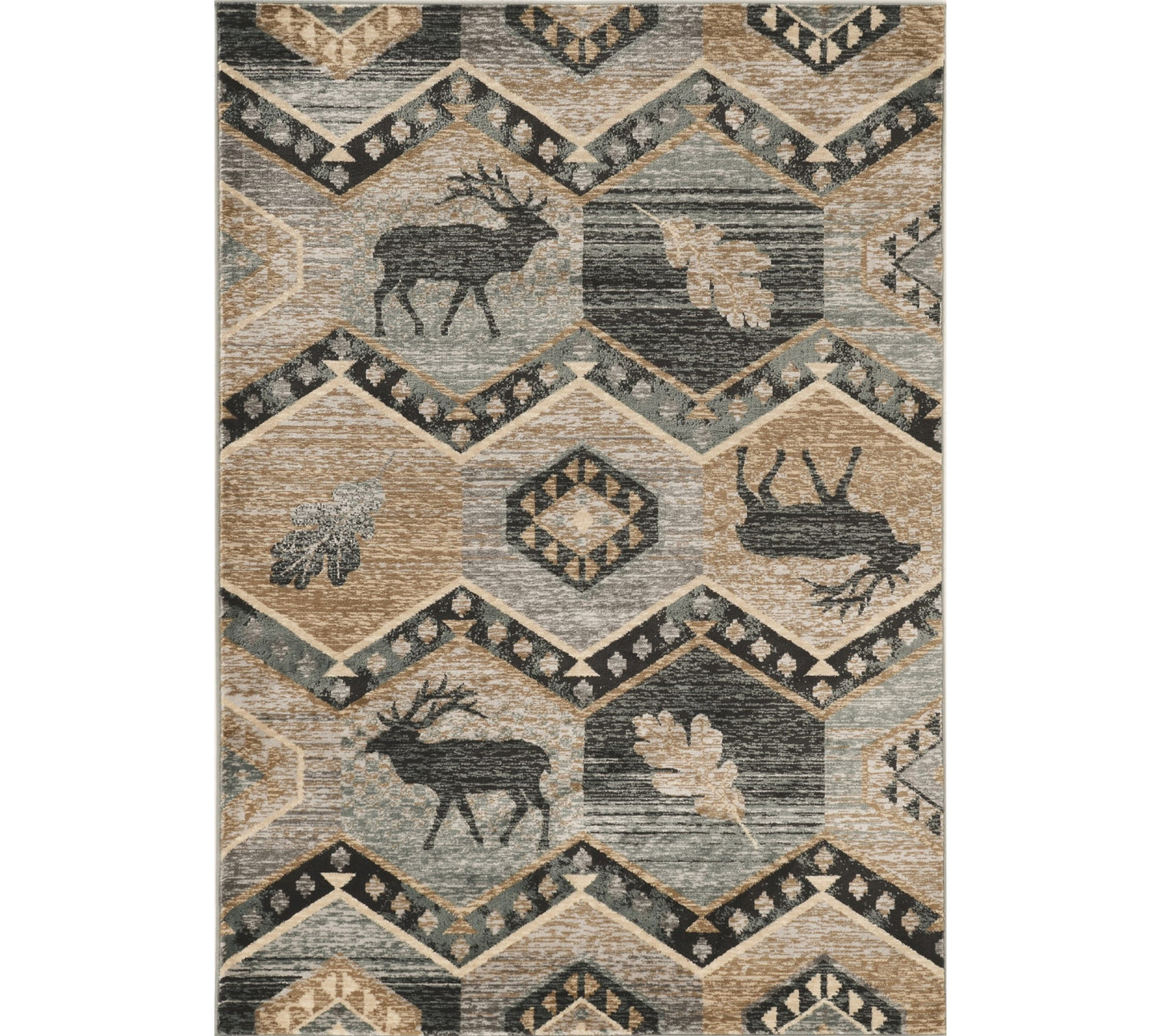 3' X 5' Beige and Ivory Woodland Lodge Area Rug