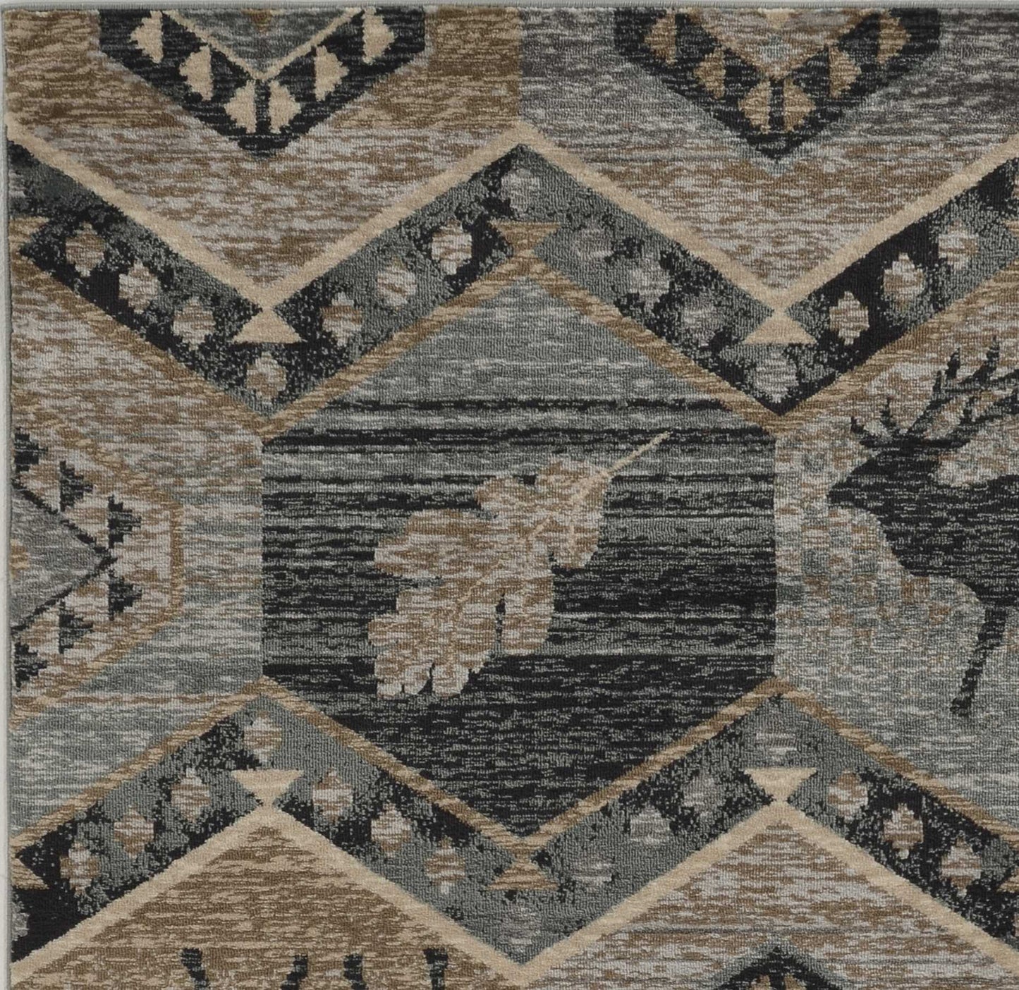 3' X 5' Beige and Ivory Woodland Lodge Area Rug