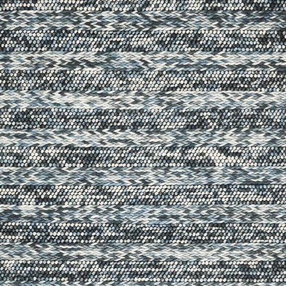 5' X 7' Ivory Blue And Gray Wool Striped Hand Woven Area Rug
