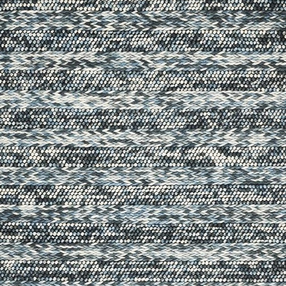 5' X 7' Ivory Blue And Gray Wool Striped Hand Woven Area Rug