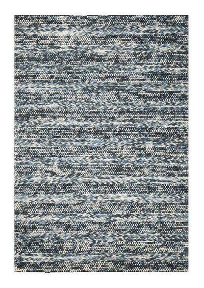 5' X 7' Ivory Blue And Gray Wool Striped Hand Woven Area Rug