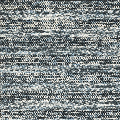 5' X 7' Ivory Blue And Gray Wool Striped Hand Woven Area Rug