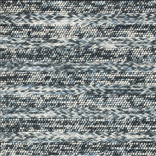 5' X 7' Ivory Blue And Gray Wool Striped Hand Woven Area Rug