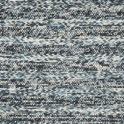 5' X 7' Ivory Blue And Gray Wool Striped Hand Woven Area Rug
