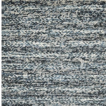 5' X 7' Ivory Blue And Gray Wool Striped Hand Woven Area Rug