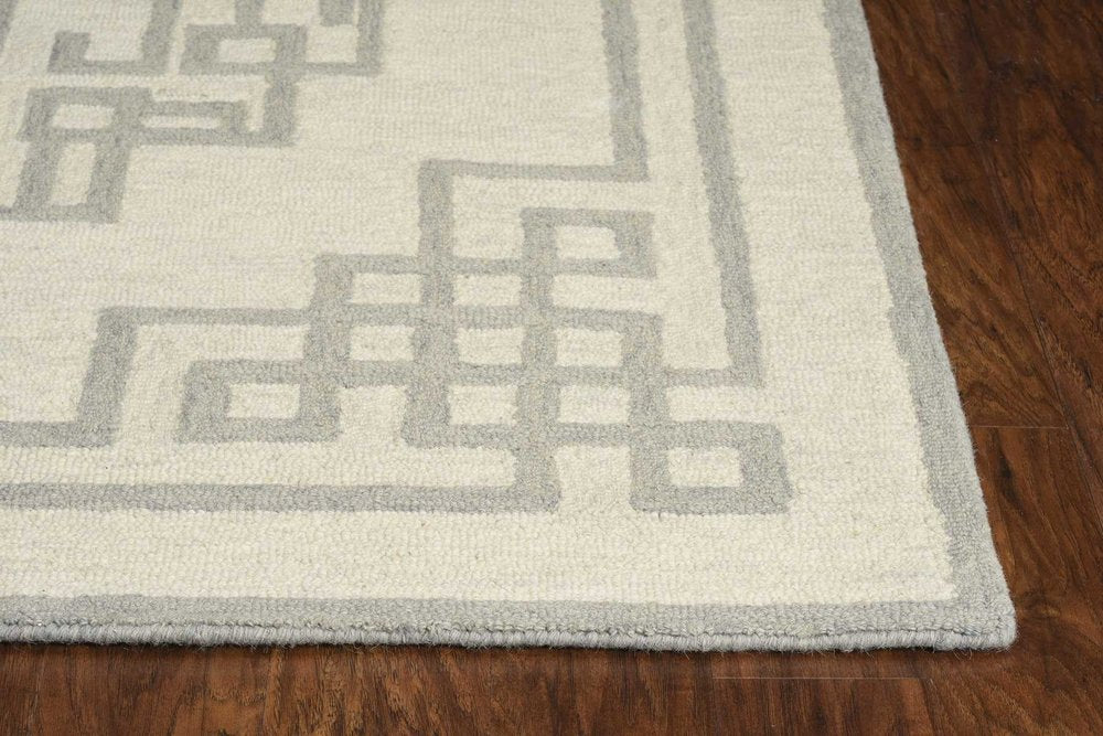 2' X 4' Gray And Ivory Wool Geometric Hand Tufted Area Rug
