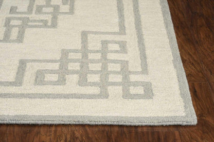 2' X 4' Gray And Ivory Wool Geometric Hand Tufted Area Rug