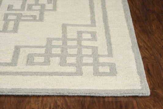 2' X 4' Gray And Ivory Wool Geometric Hand Tufted Area Rug