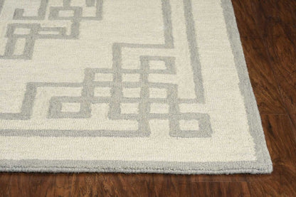 2' X 4' Gray And Ivory Wool Geometric Hand Tufted Area Rug
