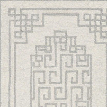 9' X 12' Ivory And Gray Wool Geometric Hand Tufted Area Rug