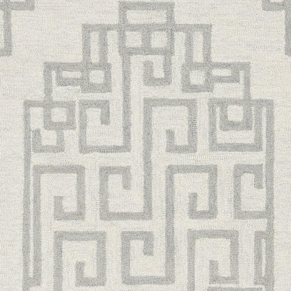 2' X 4' Gray And Ivory Wool Geometric Hand Tufted Area Rug