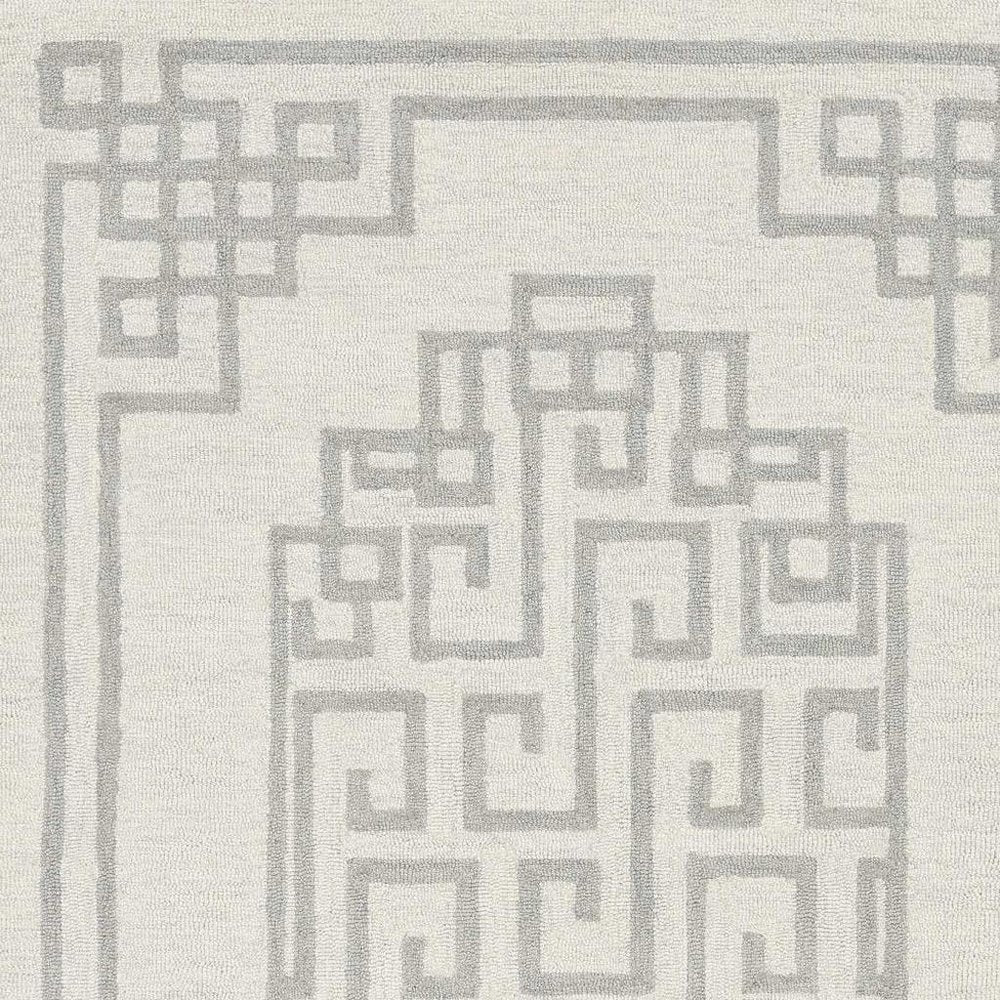 9' X 12' Ivory And Gray Wool Geometric Hand Tufted Area Rug