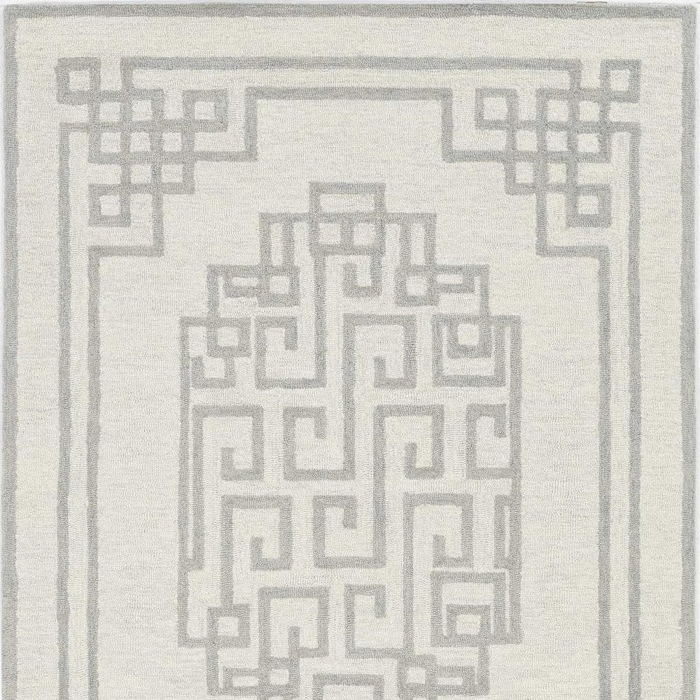 2' X 4' Gray And Ivory Wool Geometric Hand Tufted Area Rug