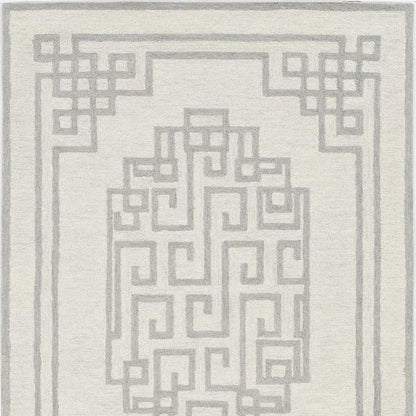 2' X 4' Gray And Ivory Wool Geometric Hand Tufted Area Rug