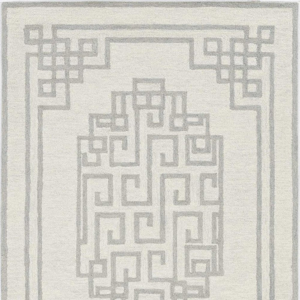 2' X 4' Gray And Ivory Wool Geometric Hand Tufted Area Rug