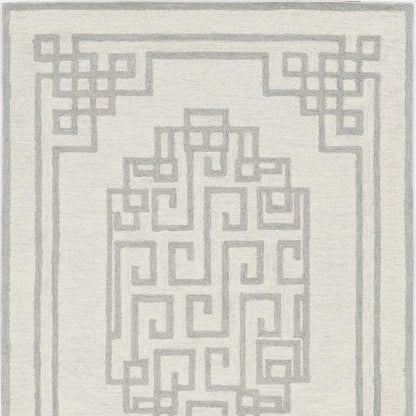 2' X 4' Gray And Ivory Wool Geometric Hand Tufted Area Rug