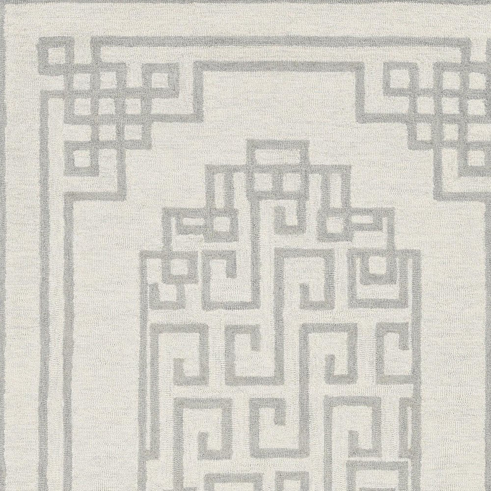 5' X 7' Ivory And Gray Wool Geometric Hand Tufted Area Rug