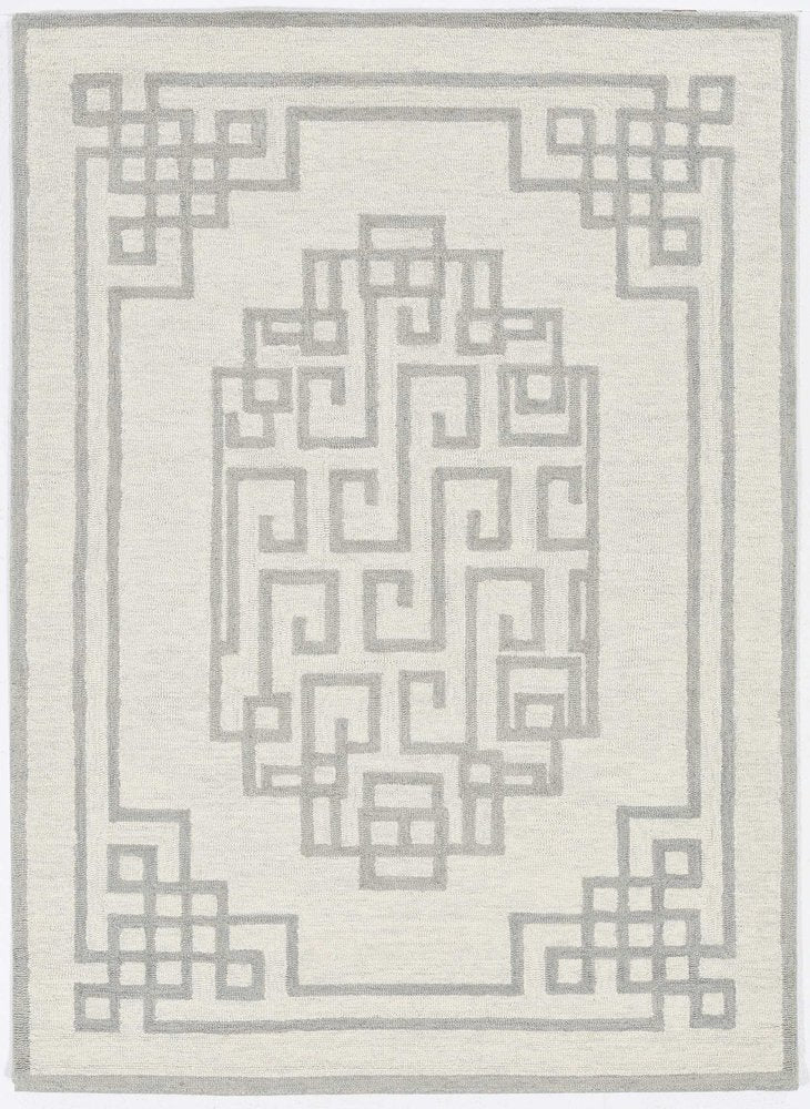 2' X 4' Gray And Ivory Wool Geometric Hand Tufted Area Rug