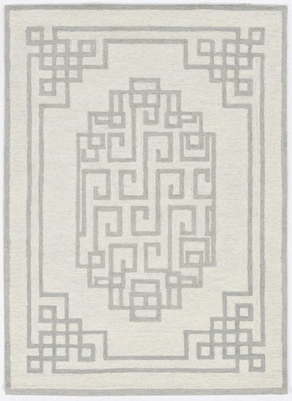 2' X 4' Gray And Ivory Wool Geometric Hand Tufted Area Rug